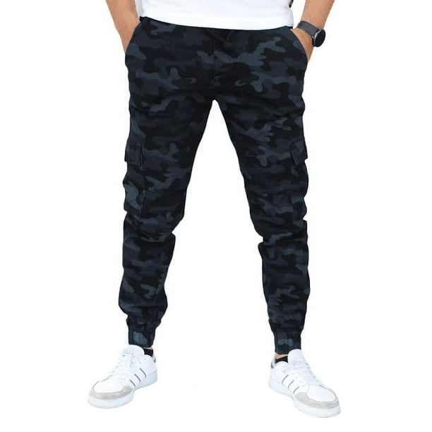 Jogger cargo de gabardina stretch John Silver Corte skinny y estampado de camuflaje negro