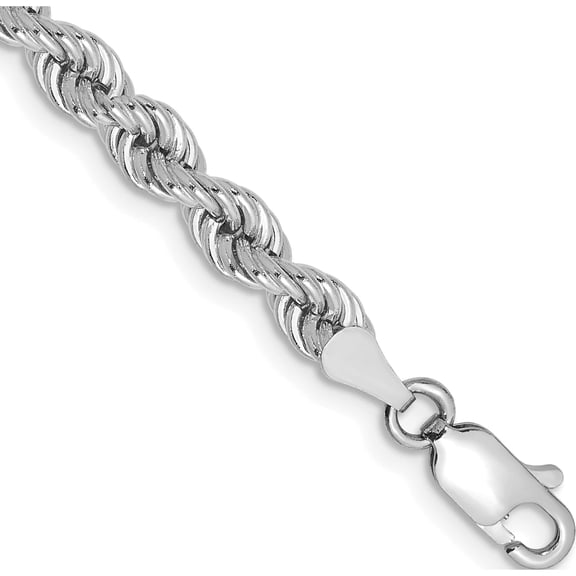 14K White Gold Wg 4.0mm Regular Rope Chain (7 X 4) Made In Peru w030s-7