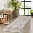 thumbnail image 3 of FairOnly Blue 2'x6'Vintage Floral Runner Rug Non Slip Low Pile Foldable Distressed Rug for Entrance Hallway Kitchen, 3 of 7