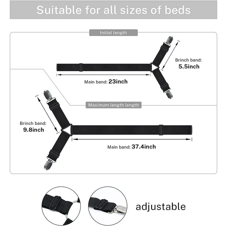 ASTINI Sheet Fasteners Adjustable Elastic Bed Sheet Holder Straps for  Full,Queen,King Twin Bed,6 Way Cross Sheet Clips Suspenders Band,Fitted  Round