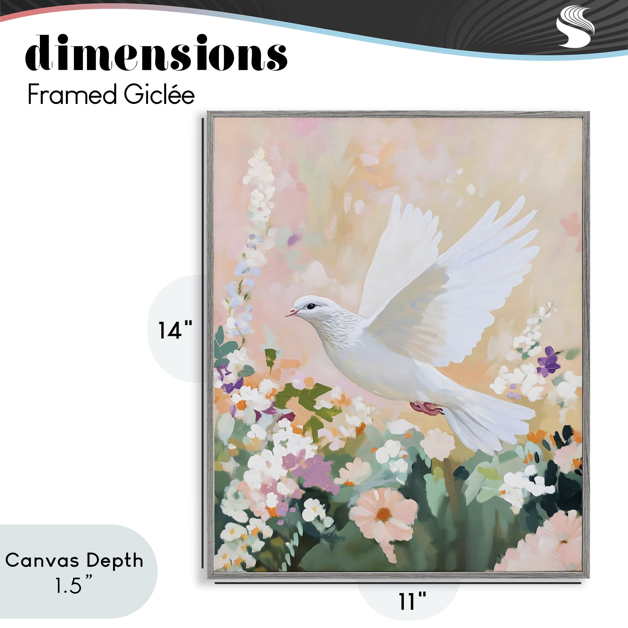 Stupell Industries White Dove Among Spring Blooms Gray Framed Giclee Art, design by The Prints Vibe