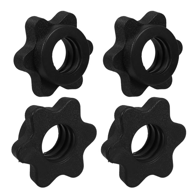 Minkissy 4Pcs Barbell Self-Locking Nuts Black Plastic Durable Lock Collars for Home Fitness Equipment