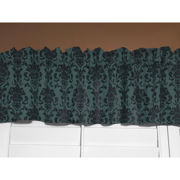Floral Poplin Damask Window Valance 58" Wide Hunter Green