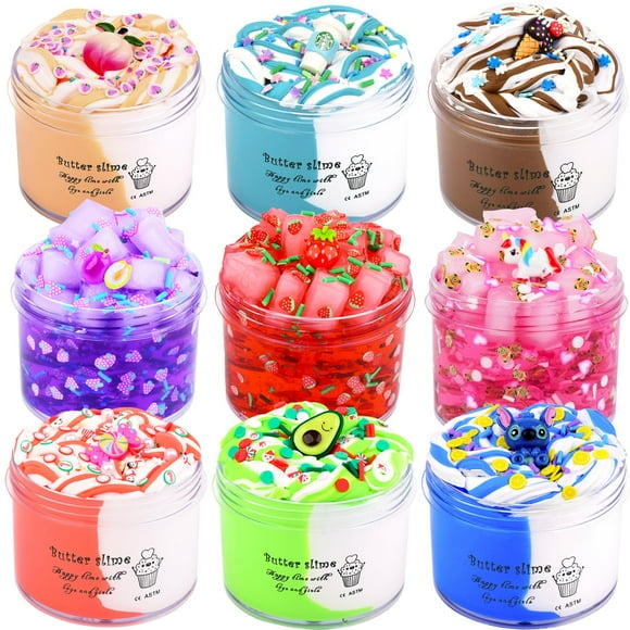 Slime Kit Dauwiaow, paquete de 9 unidades, con 3 cubos de gelatina, crujientes, 6 unidades