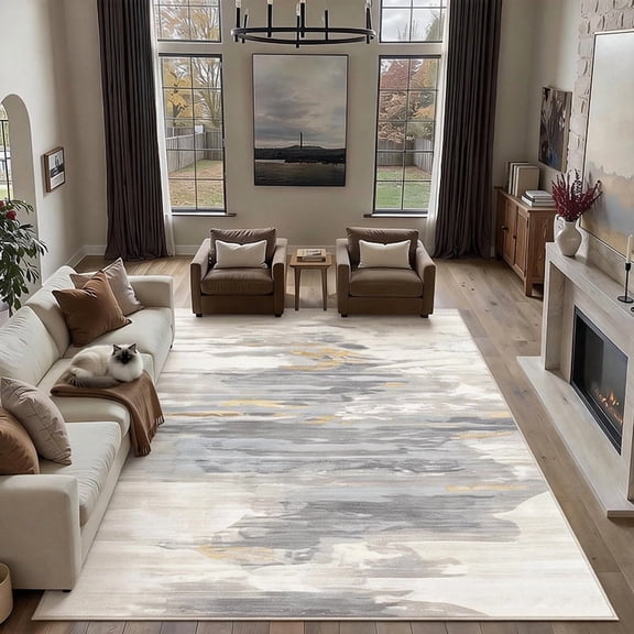 Portia-style 8x10 Indoor Outdoor Area Rug - Easy Cleaning, Non-Shedding for Living Room, Bedroom, Deck, Patio