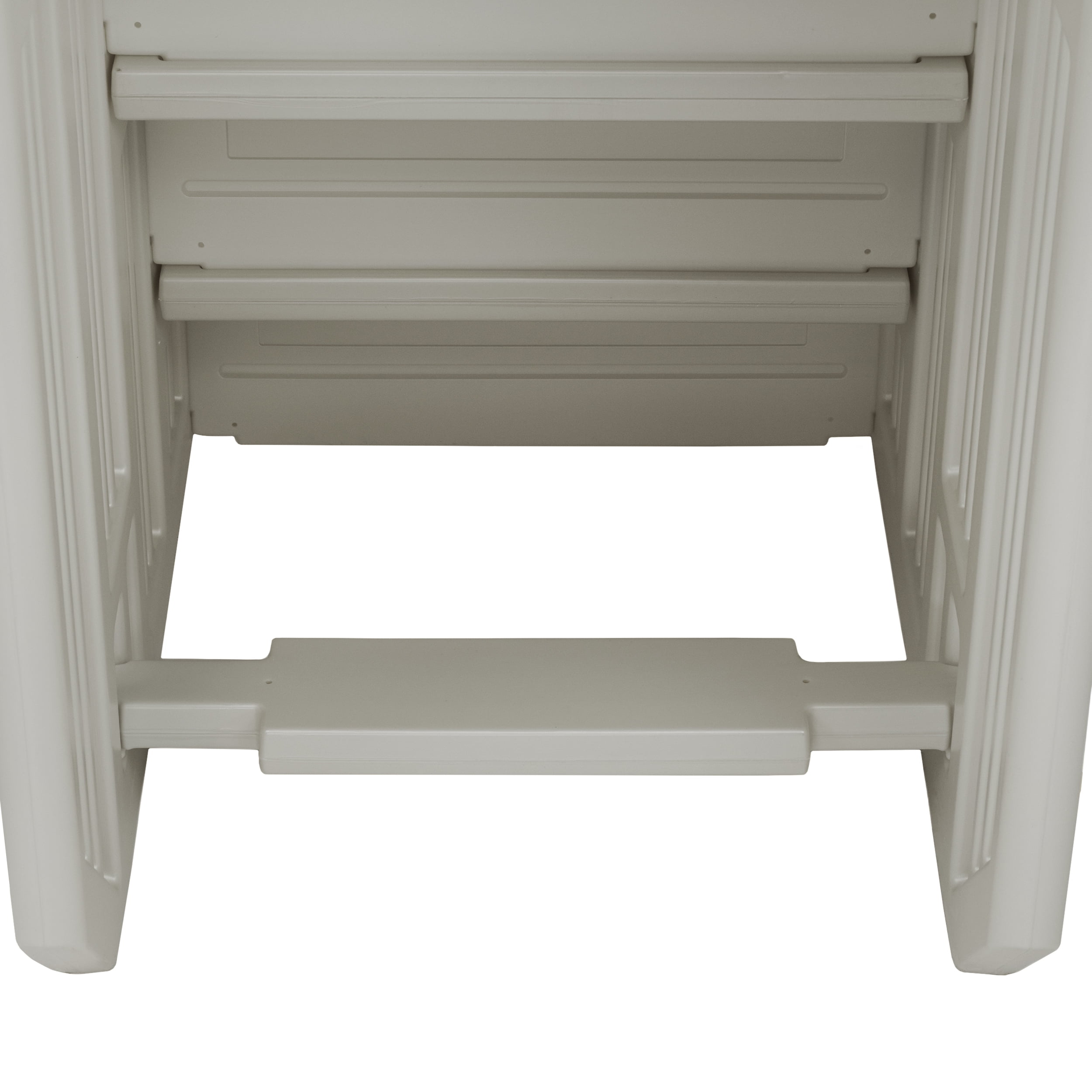 Aqua Select Cloud Gray Anti-Slip Pool Steps with Cloud Gray Steps and Pearl White Outside Flip-up Safety Ladder, 48-54"H