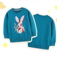 thumbnail image 4 of WOYY Girl's Cotton Sweatshirt Rabbit Embroidery Crew Neck Pullover Sweatshirts, 4 of 7
