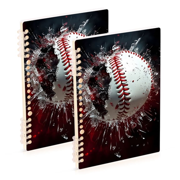 Baseball with Broken Glass Notebook Detachable Coil Notebook Diary Plan Book A5 Size 60 Pages 1 Pack