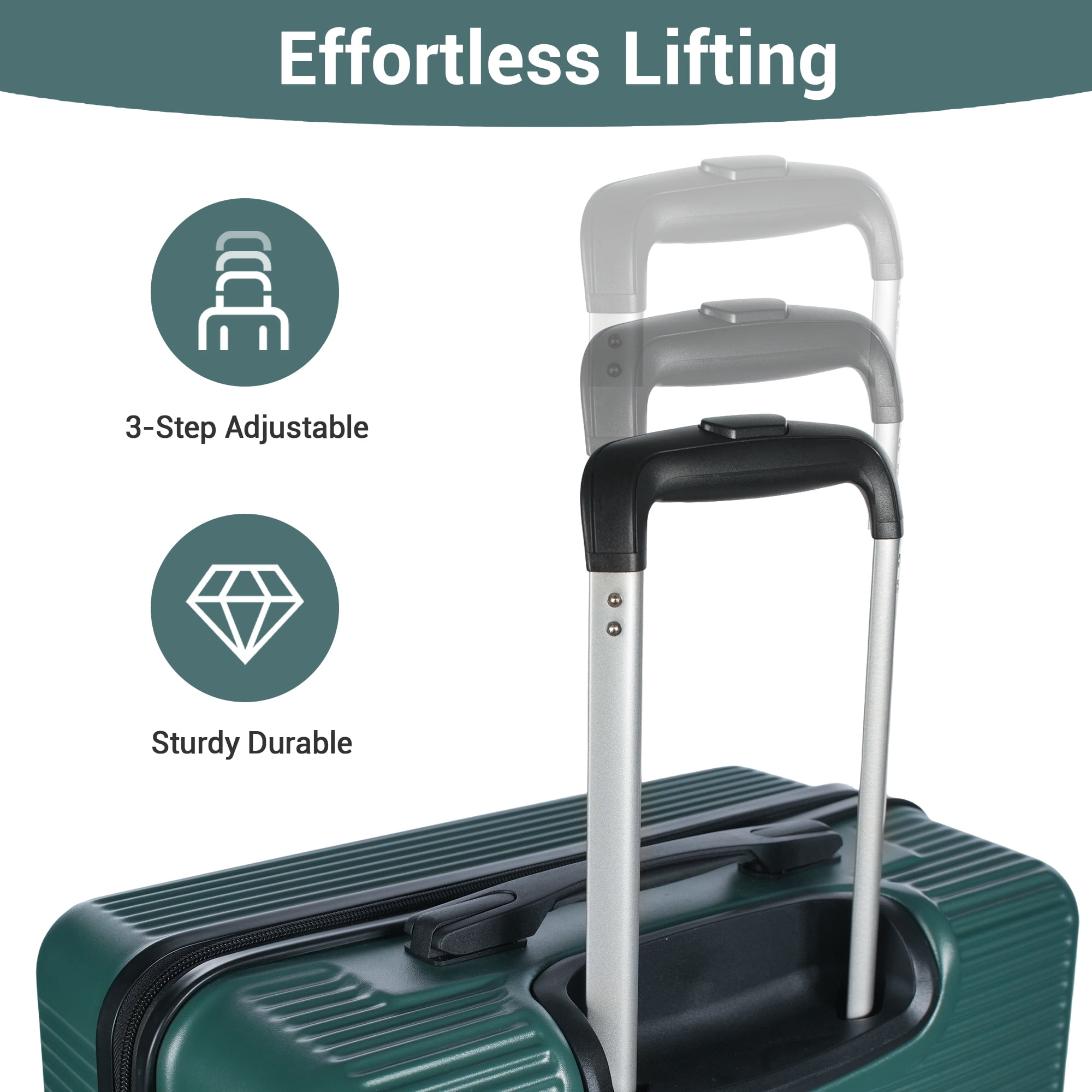 Tripcomp 7-Piece Hardside Luggage Set, Lightweight Suitcase with Spinner Wheels, TSA Lock and Travel Bag,Retro green