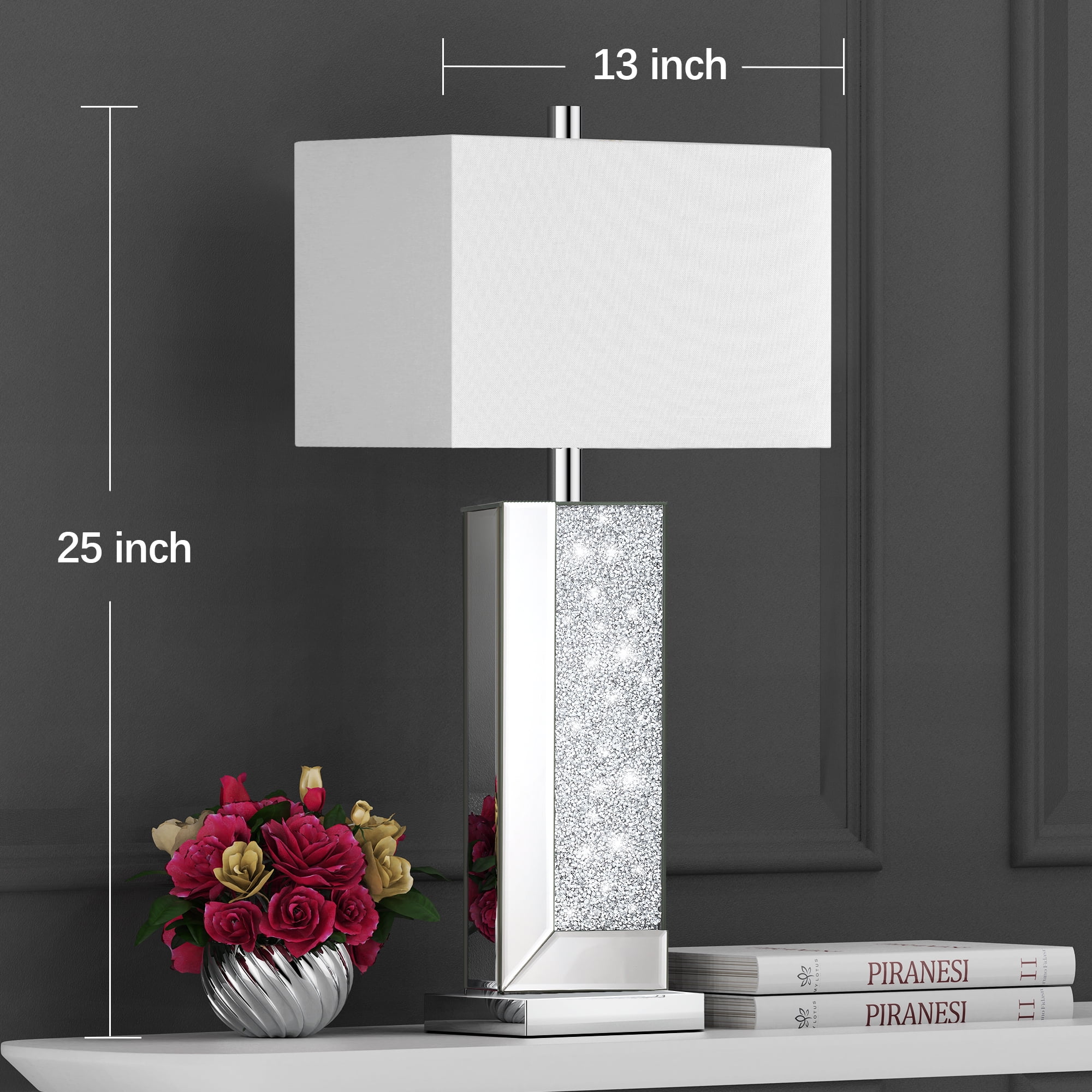 Modern Mirror Table Lamp Set of 2 - Touch Control 3-Way Dimmable Bedside Lamps with USB-C/A Ports for Living Room