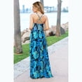 thumbnail image 2 of Defitshape Women's Summer Dress Long Hawaiian Dresses Holiday Swing V Neck Wrap Dress Floral Printed Boho Ruched Criss Cross Black Blue 14, 2 of 4