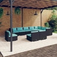 thumbnail image 1 of vidaXL 10 Piece Garden Lounge Set with Cushions Poly Rattan Black, 1 of 4