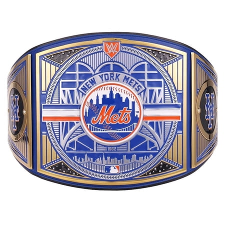 New York Mets Championship Belt Metal Plates Hand-Tooled Leather Strap Adult Size Collectible