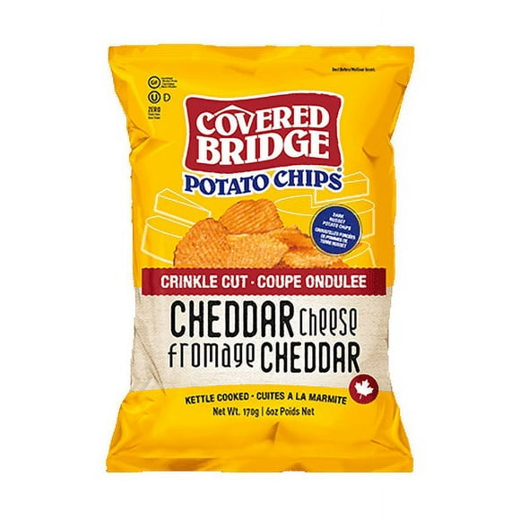 170g Covered Bridge Crinkle Cut Cheddar Potato Chips 12 Pack