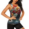 thumbnail image 2 of Fuzoiu Vibrant Bouquet Waterfall Print Women's Workout Tank Top,Athletic Racerback Sports Tank,Tops Sleeveless Running Loose Fit Yoga Tops,Active Shirts for Yoga, Running, and Gym-XX-Large, 2 of 7