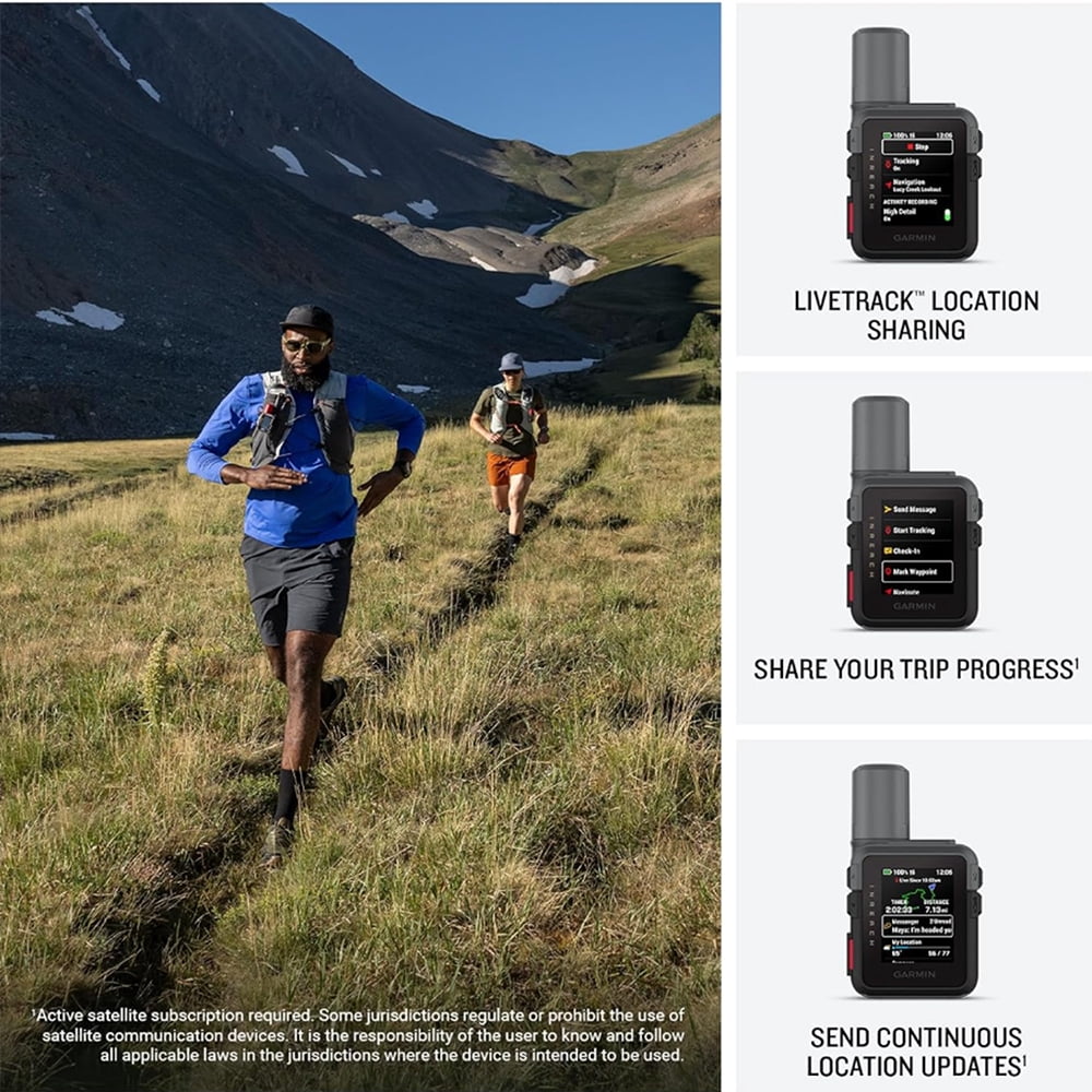 Garmin inReach Mini 3 Compact SOS Satellite Communicator with Touchscreen 010-03387-00 Bundle with Wearable Commuter Front and Rear Safety Light and 2-Pack Tactical Emergency Paracord Bracelet