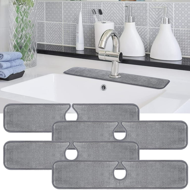 Microfiber Kitchen Faucet Sink Mat Drip and Splash Catcher with Snap  Fastener, Absorbent and Reversible, 15 Inch x 5.5 Inch, White Trellis in  2023