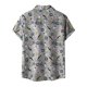 thumbnail image 2 of Camisas Deportivas Hombre Camisa de manga Estampado de playa Camisa de cuello casual Botón de hombre Camisas de hombre dobladas (Grey, 3XL), 2 of 7