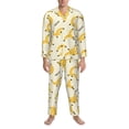 thumbnail image 3 of Naloa Banana Men’s Pajamas Set - Long Sleeve Button Down Sleep Shirt and Pajama Bottoms Sleepwear Set-Small, 3 of 7