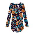 thumbnail image 5 of TFEOQRY Women's Floral Print Crew Neck Top Long Sleeve Pullover Casual Loose Fall Fashion Shirt Navy, 5 of 5