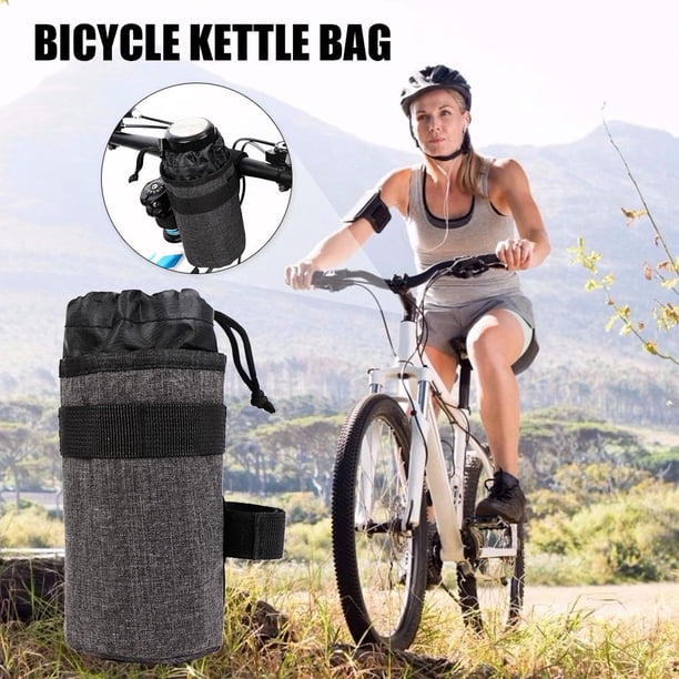 Bolsa para hervidor de agua con vástago para manillar de bicicleta con pegatina, bolsa para botella de agua aislada para ciclismo