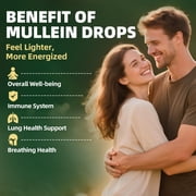 Mullein Drops for Lungs - Vegan Mullein Leaf Extract Liquid Tincture, Support for Respiratory, Immune, Digestive System, Natural Herbal Supplement, Non-GMO, 2 fl oz
