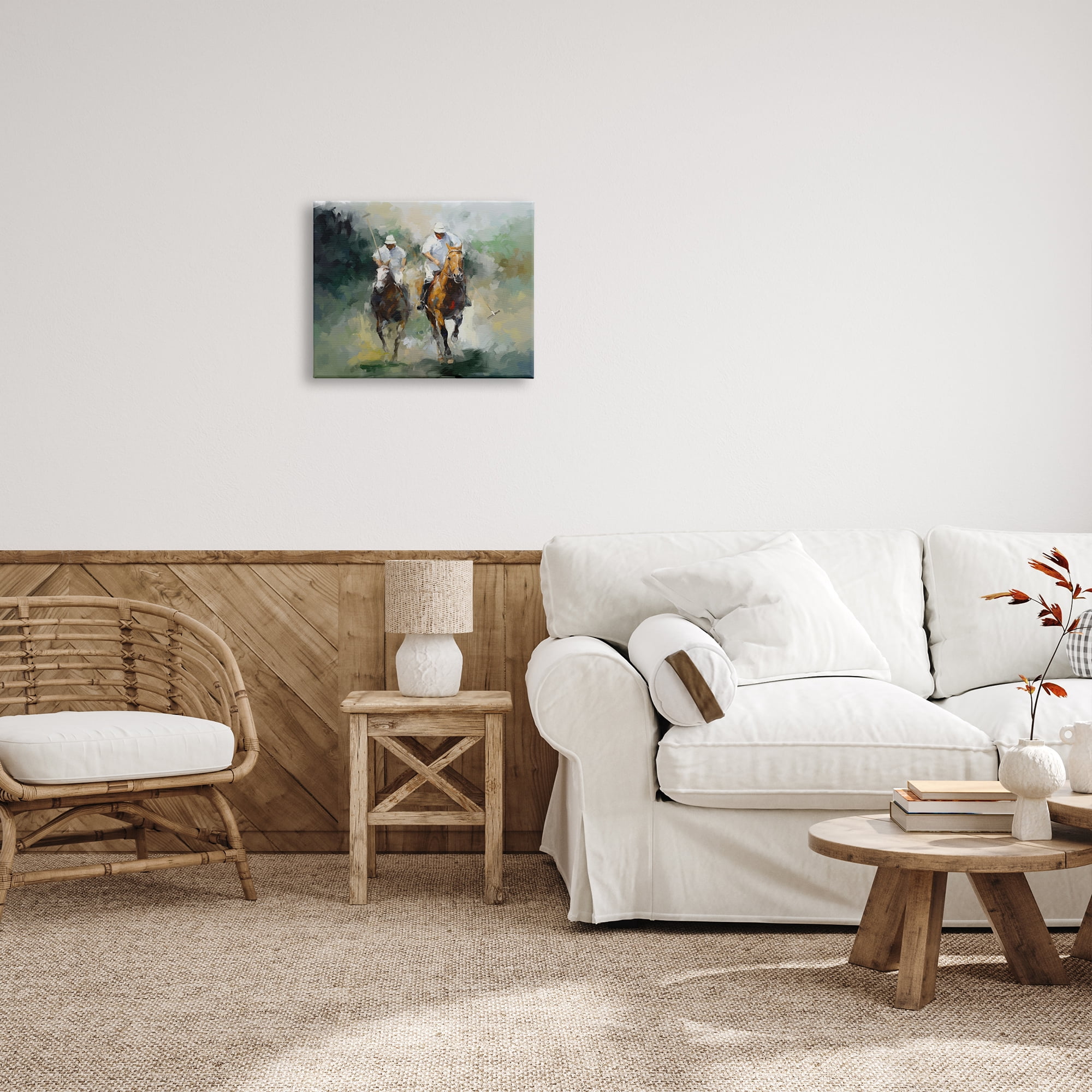 Stupell Industries Polo Players on Horses Sports Painting Gallery Wrapped Canvas Print Wall Art, 20 x 16