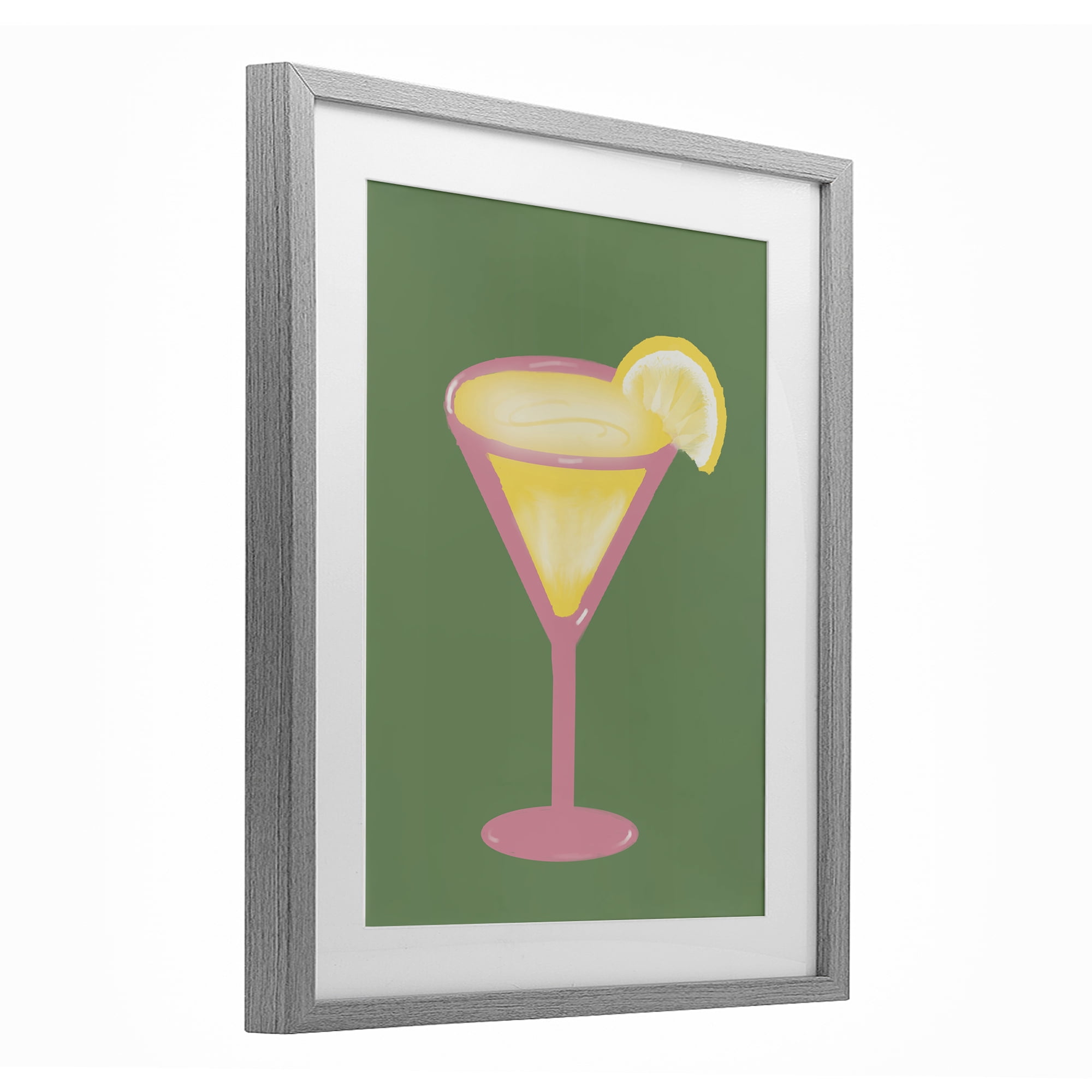 Stupell Industries Lemon Drop Glass over Green Gray Framed Print Under Glass, design by Robin Maria