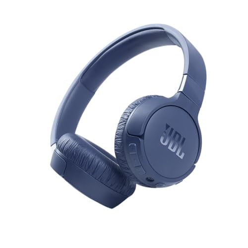 JBL Tune 660NC inalámbrico con Cancelación Activa de Ruido, hasta 55 horas de batería, micrófono para llamada, plegable y cómodo, compatible con Android e iOs (Azul)