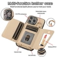 thumbnail image 4 of For Iphone 15 Crossbody Ring Wallet Leather Back Cover Phone Case(Brown),iPhone 14 Pro, 4 of 7