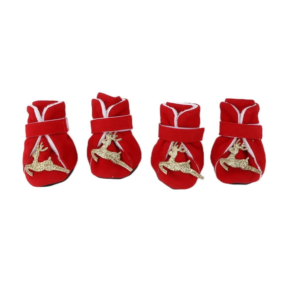 4pcs Dog Warm Shoes Cute Comfortable Warm Christmas Dog Winter Boots for Small Medium DogsS