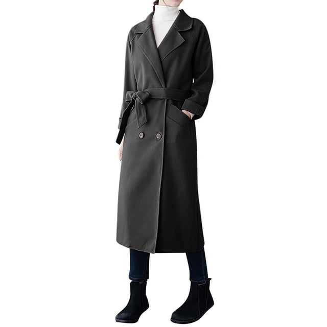 Birdeem Women's Solid Color Lapel Pocket Button Long Woolen Coat Jacket Cardigan Jacket