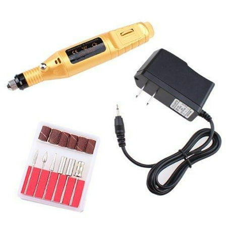 AGPtek Golden Electric Manicure pedicure machine Nail Art File Drill Pen 6 Bits