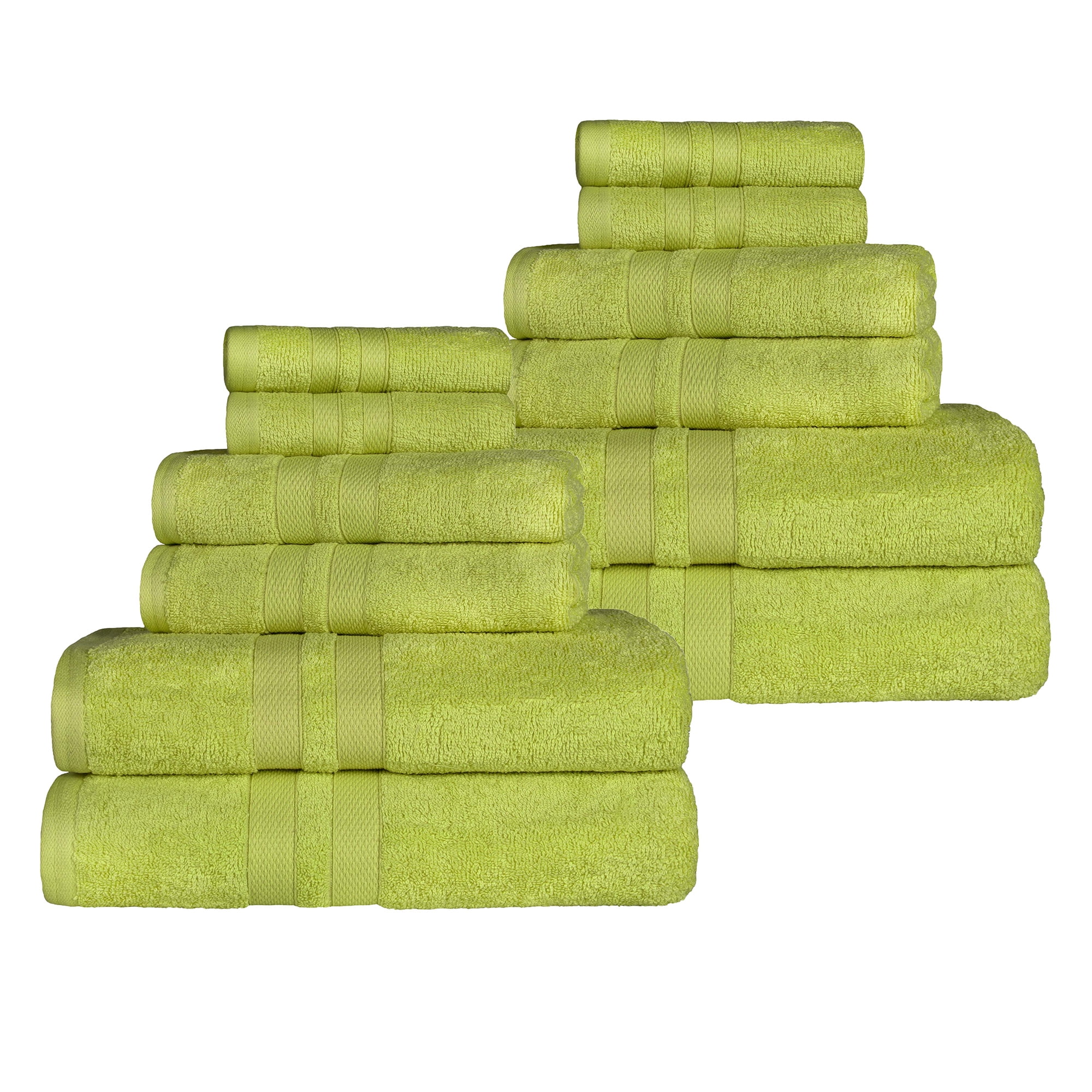Superior Ultra Soft Cotton Solid 12-Piece Towel Sets, Celery