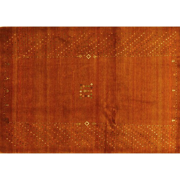 Ahgly Company Machine Washable Indoor Rectangle Abstract Yellow Contemporary Area Rugs, 5' x 7'