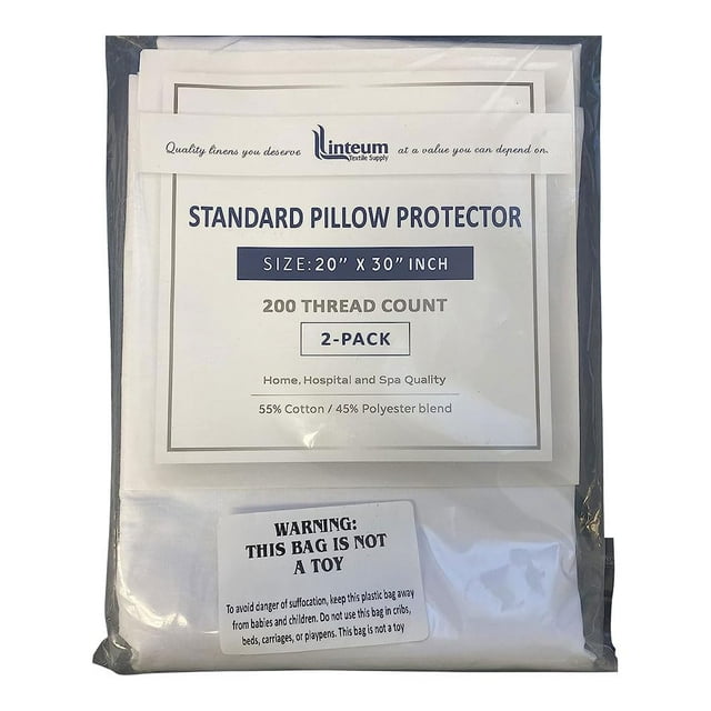 Linteum Textile Supply Funda De Almohada Blanca Tamaño Queen Con Cremallera Protectores De Almohada De 20.0 X 30.0 In, 100% Algodón, Funda De Almohada De 200 Hilos Para El Hogar, Hoteles, Hospitales [