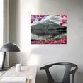 thumbnail image 4 of PRATYUS  Mount Fuji Canvas Wall Art Black and White Decor Pink Cherry Blossom Mountain over Lake Pictures Landscape Poster Prints Framed and Stretched for Living Room Bedroom 16x12in, 4 of 6
