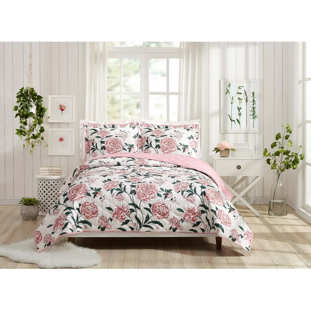 Mainstays Rose Floral Quilt, Full/Queen - Walmart.com - Walmart.com