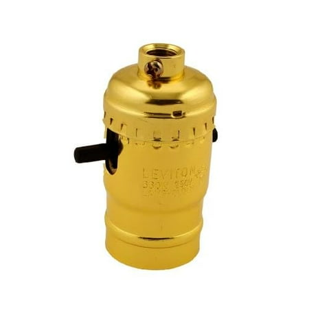 

Leviton 6098-PG Medium Base Complete Aluminum Shell Incandescent Lampholder Push-Through Single Circuit 1/8IPs Tapped Bushing Brass
