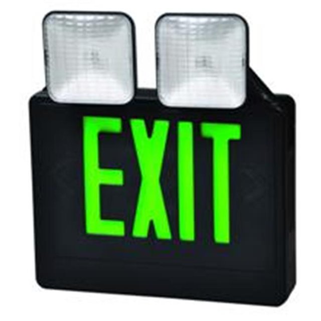 Morris Products 73037 Combo Led Exit Emergency Light Green Led Black Housing Remote Capable