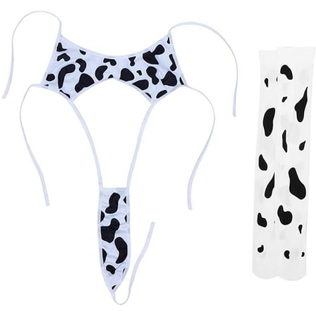 Sexy Three Point Underwear Milk Cow Print Seduction Lingerie Sexy ...