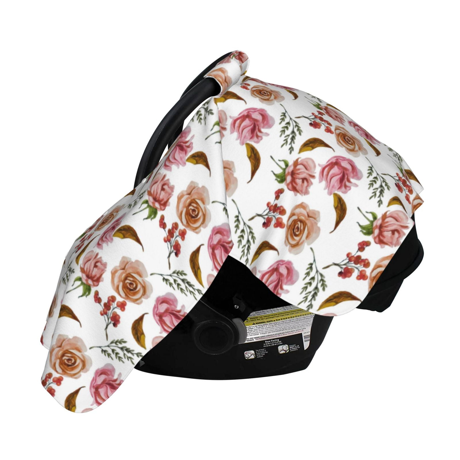 Naloa Rose Flowers Baby Car Seat Cover, Breathable Baby Carrier Cover, Multiuse Baby Carrier Cover & Nursing Breastfeeding Cover