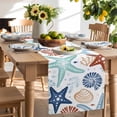 thumbnail image 2 of Table Runner 72 Inches Long for Kitchen Dining, Teal Blue Brown Starfish Coastal Dresser Scarf Farmhouse, Dining Table Decorations for Wedding/Parties, Summer Beach Nautical Coral Sea 14 x 72 In, 2 of 9