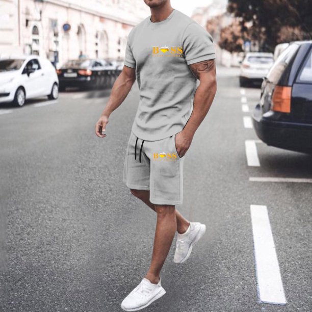 WILLBEST Pantalones Cortos Cargo para Hombre. Traje de Verano de Manga Corta para Hombre, Ideal para Usar En El Exterior. Traje Estampado para Estar En Casa.
