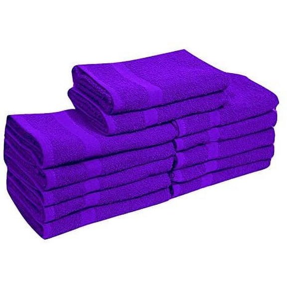 EOM Towels Bleach Safe 100% Cotton Ringspun Vat Dyed Hand Towels Size 16" X 28" 12 Pack Great for Salon, Gym and Home use. (Eggplant)