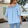 thumbnail image 4 of Viikei Women's Plus Size Short Sleeve Square Neck Solid Color Lace Stitching Collar T-Shirt, 4 of 6