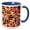 Blue/White, variant on 3drose, Geometric Shapes Pattern Orange White Black Background, 11oz Two-tone Yellow Mug