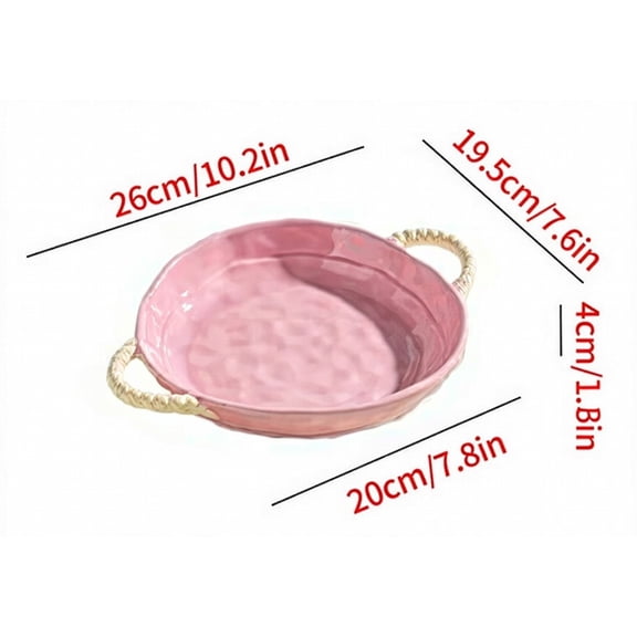 10.5-Inch Ceramic Oval Serving Platter with Braided Handles and Scalloped Edge - Elegant Decorative Tray for Entertaining, Appetizers & Table Display