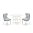 thumbnail image 2 of East West Furniture East-West Furniture SUSI3-LWH-15 - A dining room table set of 2 excellent dining chairs with Linen Fabric Baby Blue color and a lovely dining table with Linen White color, 2 of 6