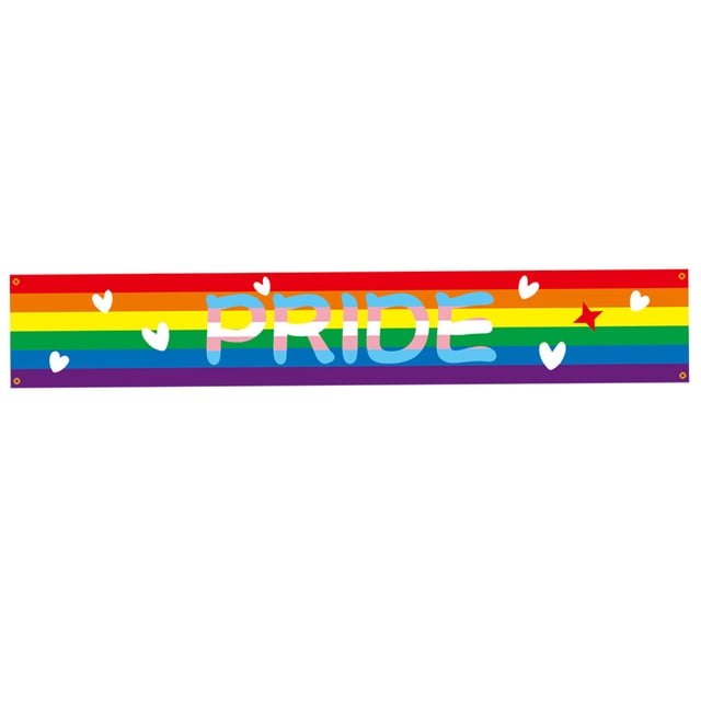 Banner de arcoíris para decoración de orgullo, letrero de arcoíris para jardín, telón de fondo LGBTQ, suministros para fiestas gay, 300 x 50 cm, decoración colgante para exteriores, interiores,